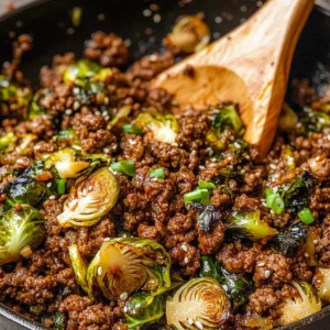 Ground Beef and Brussels Sprouts