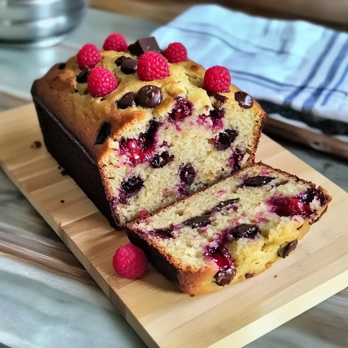 Raspberry Dark Chocolate Banana Bread