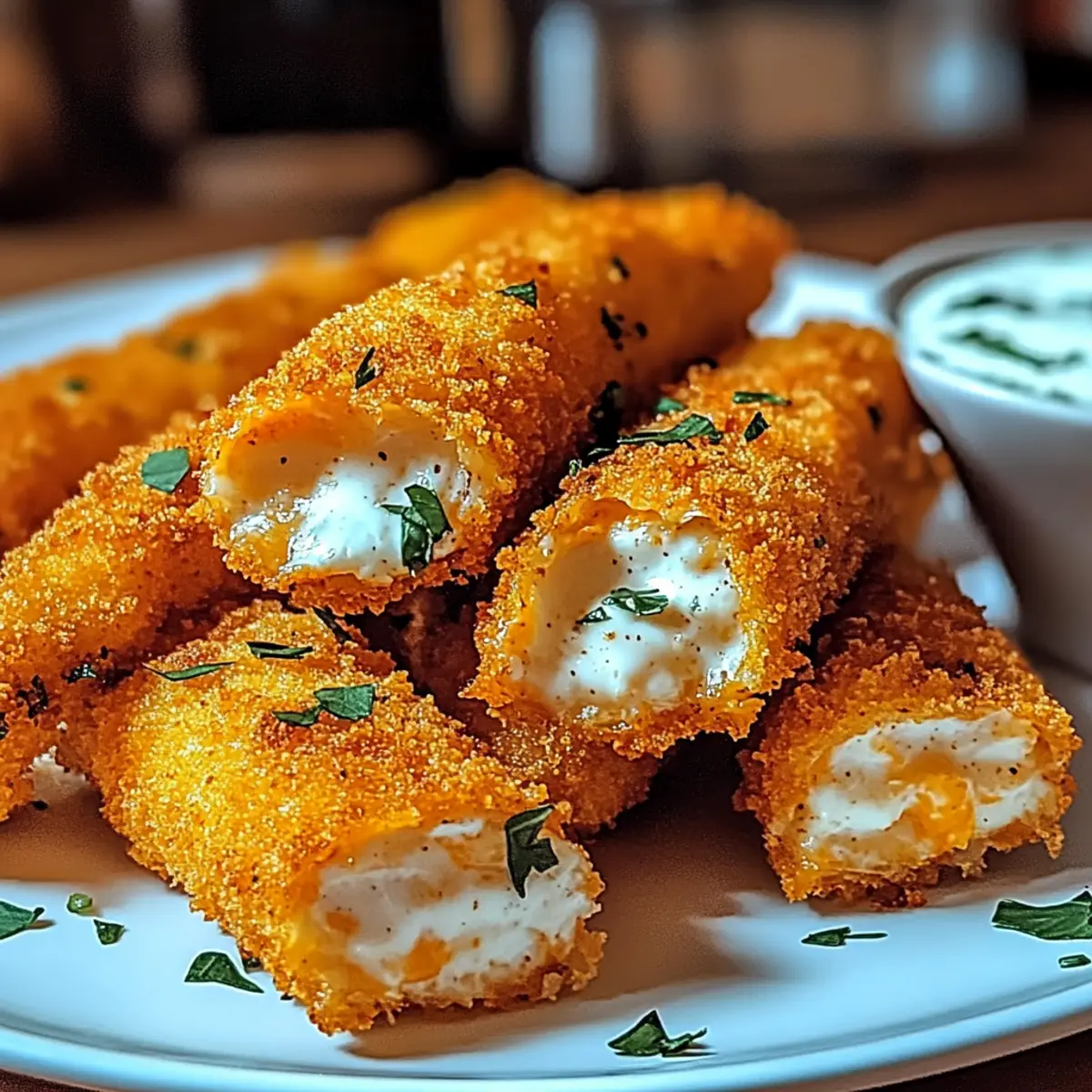 Buffalo Chicken Mozzarella Sticks