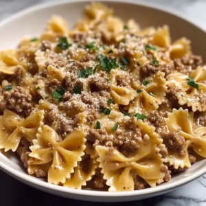 Parmesan Garlic Beef Bowtie Pasta