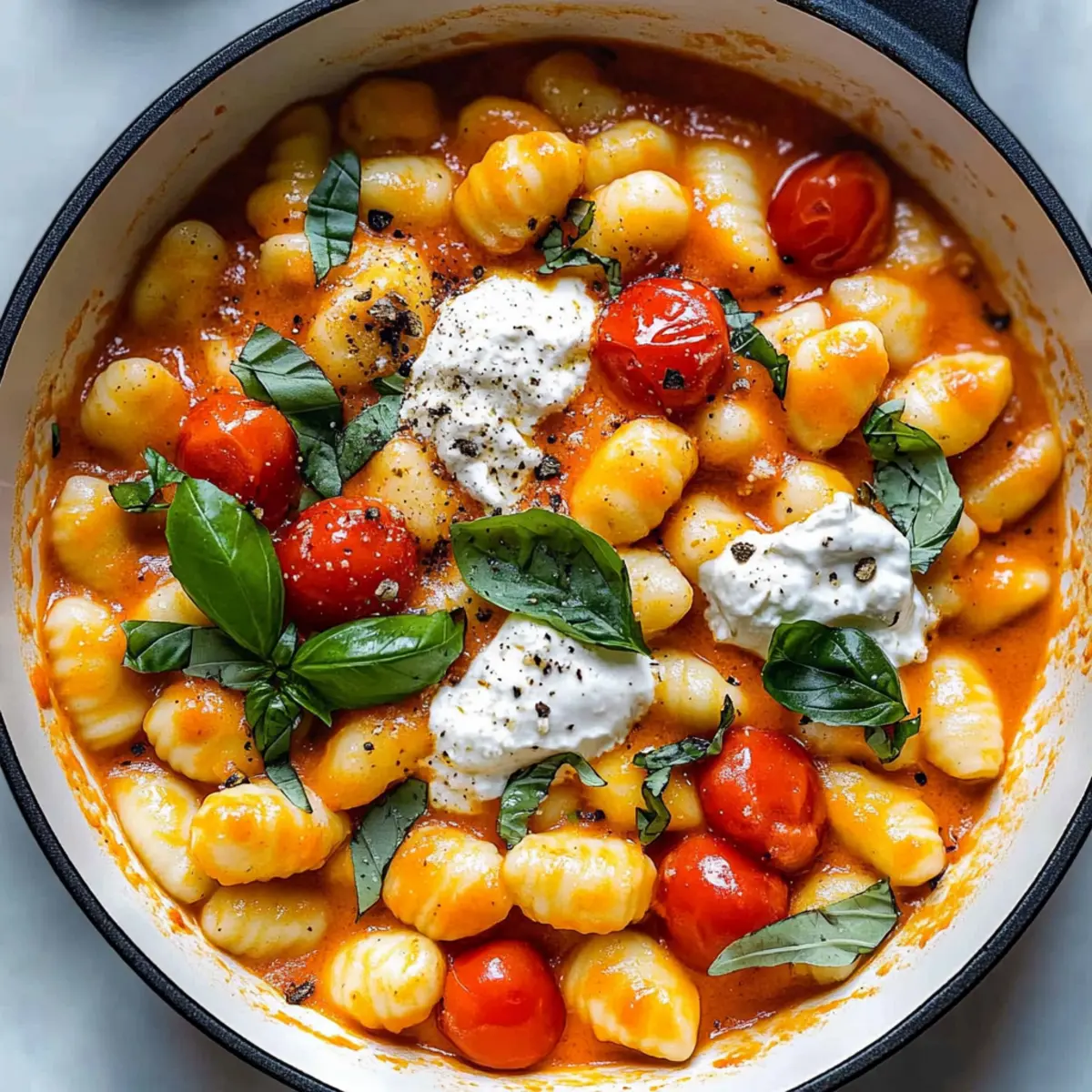 Creamy Tomato Gnocchi with Burrata