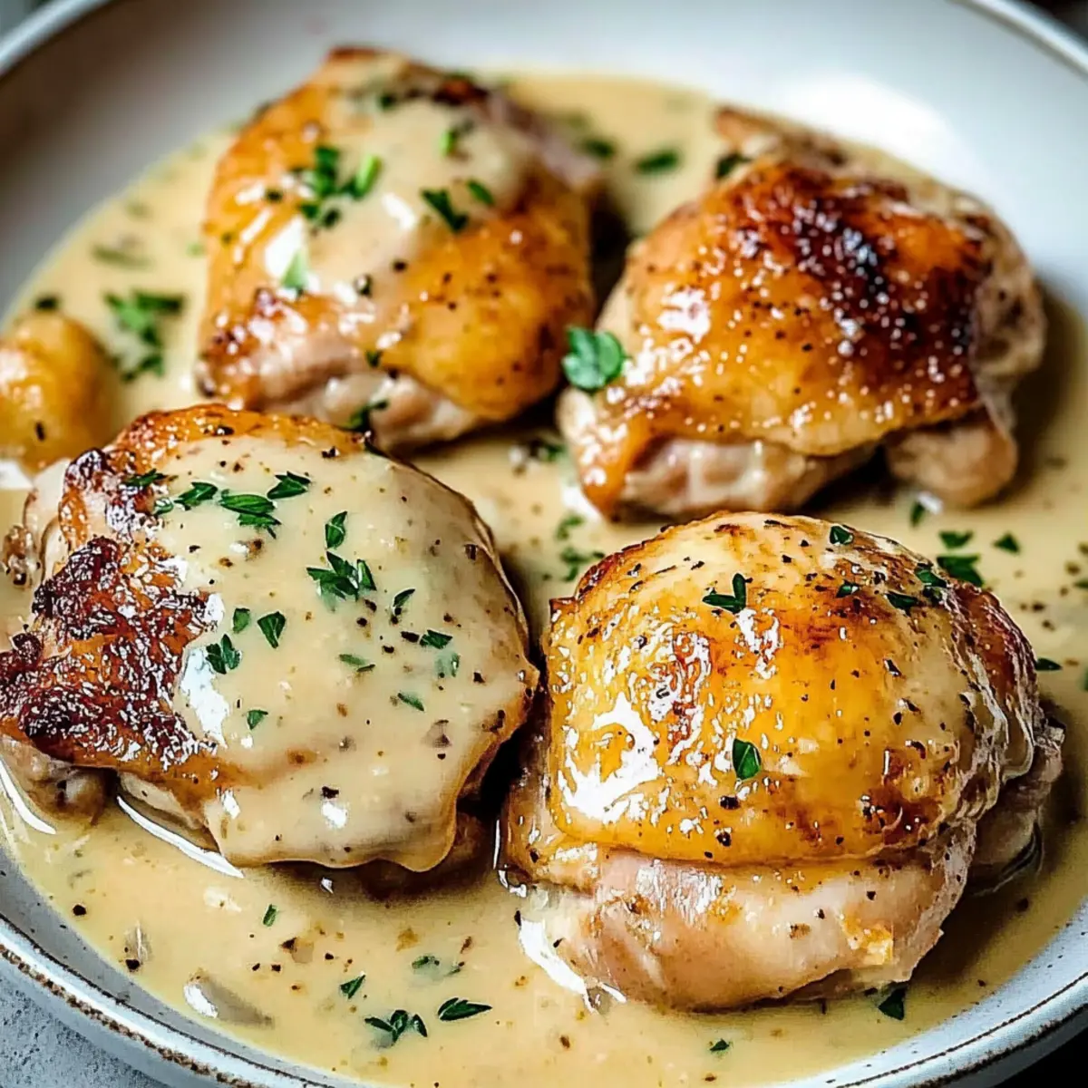 Creamy Oven Baked Chicken Thighs