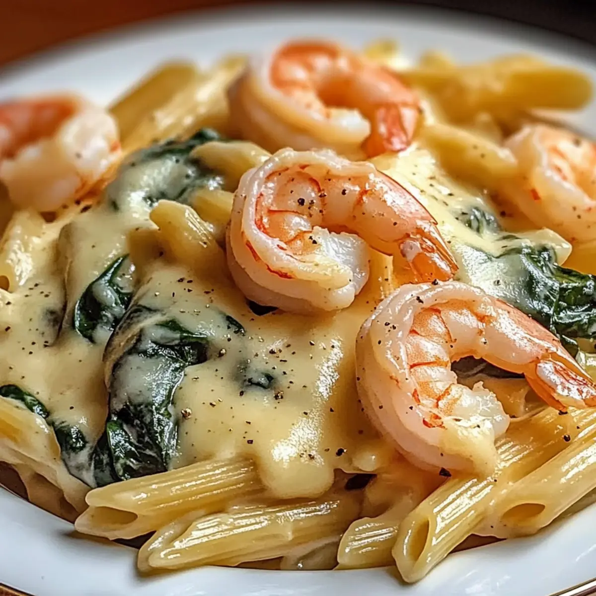 Cheese Shrimp Penne Pasta & Spinach