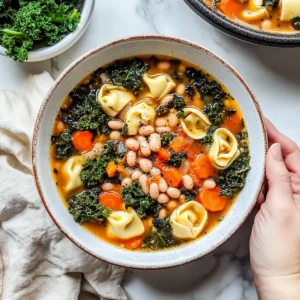 Cozy White Bean + Vegetable Tortellini Soup