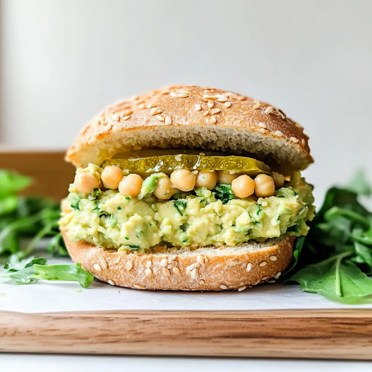 Chickpea Avocado Dill Pickle Sandwiches