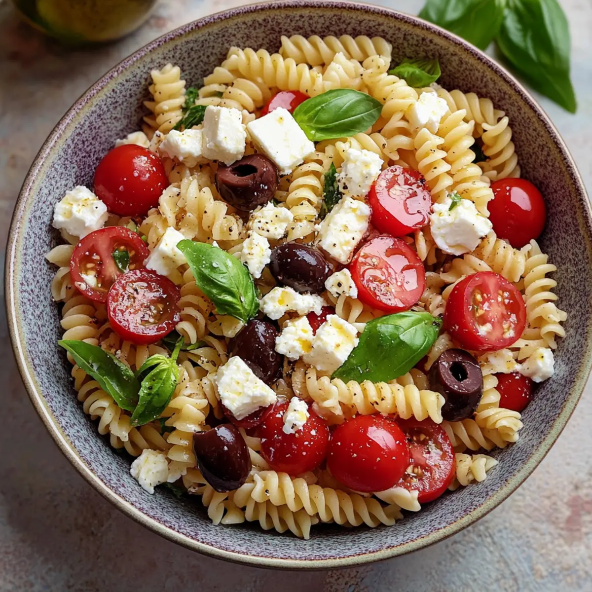Tomato Basil and Feta Pasta Salad