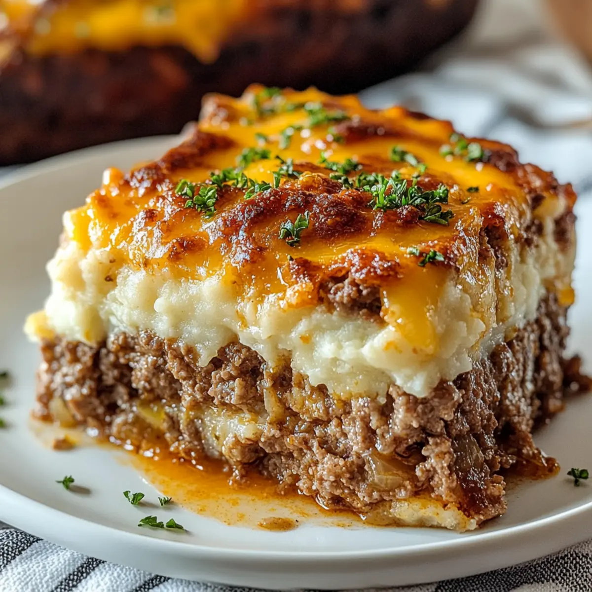 Meatloaf with Mashed Potatoes and Cheese