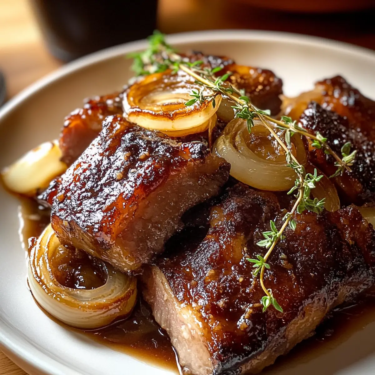 Beer Glazed Onions and Salt Pork