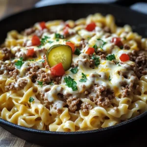 Loaded Cheeseburger Alfredo Pasta