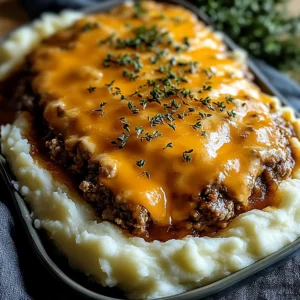 Cheesy Meatloaf Over Mashed Potatoes