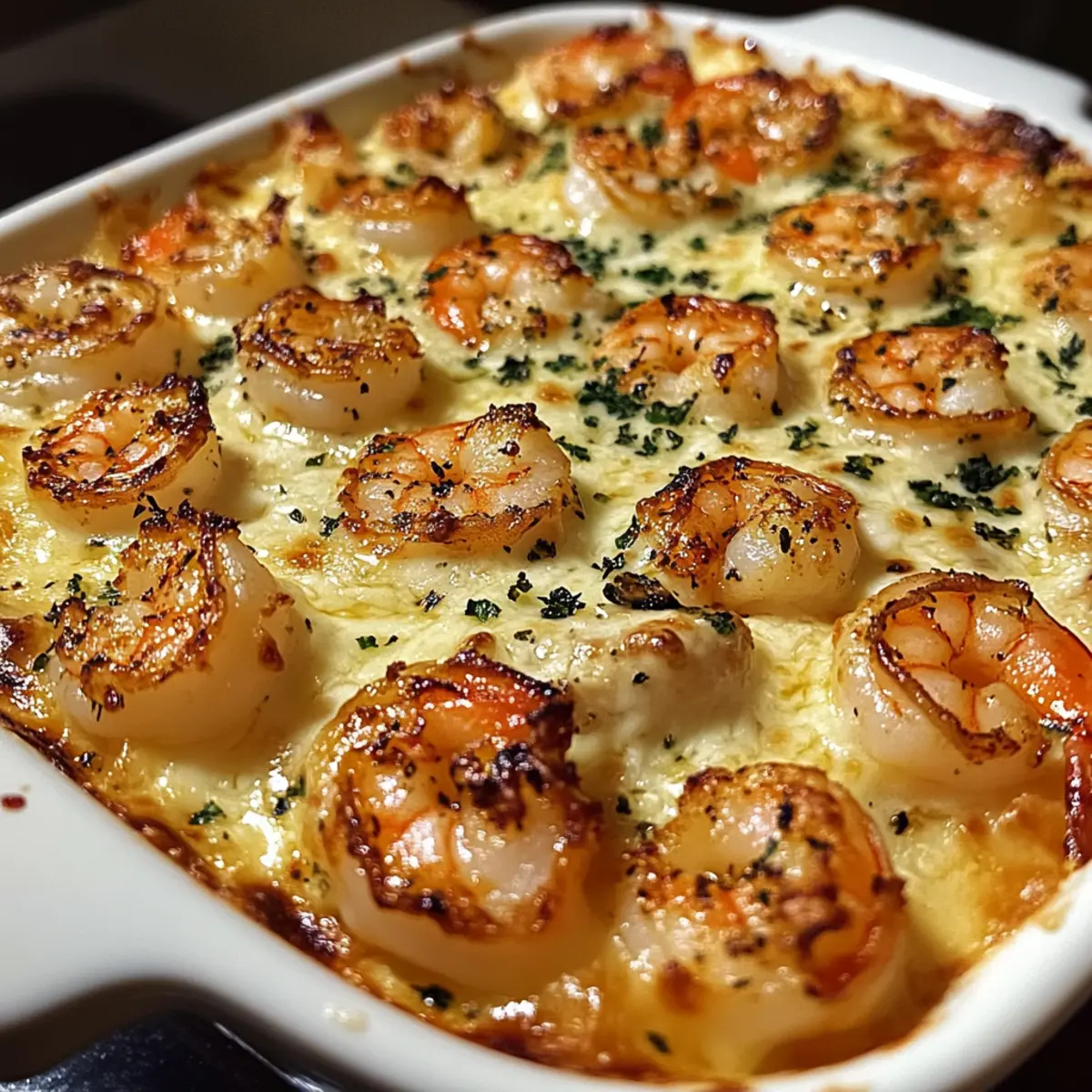 Cheesy Garlic Shrimp Bake