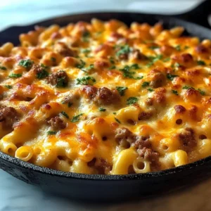 Cheesy Meatloaf Macaroni Skillet