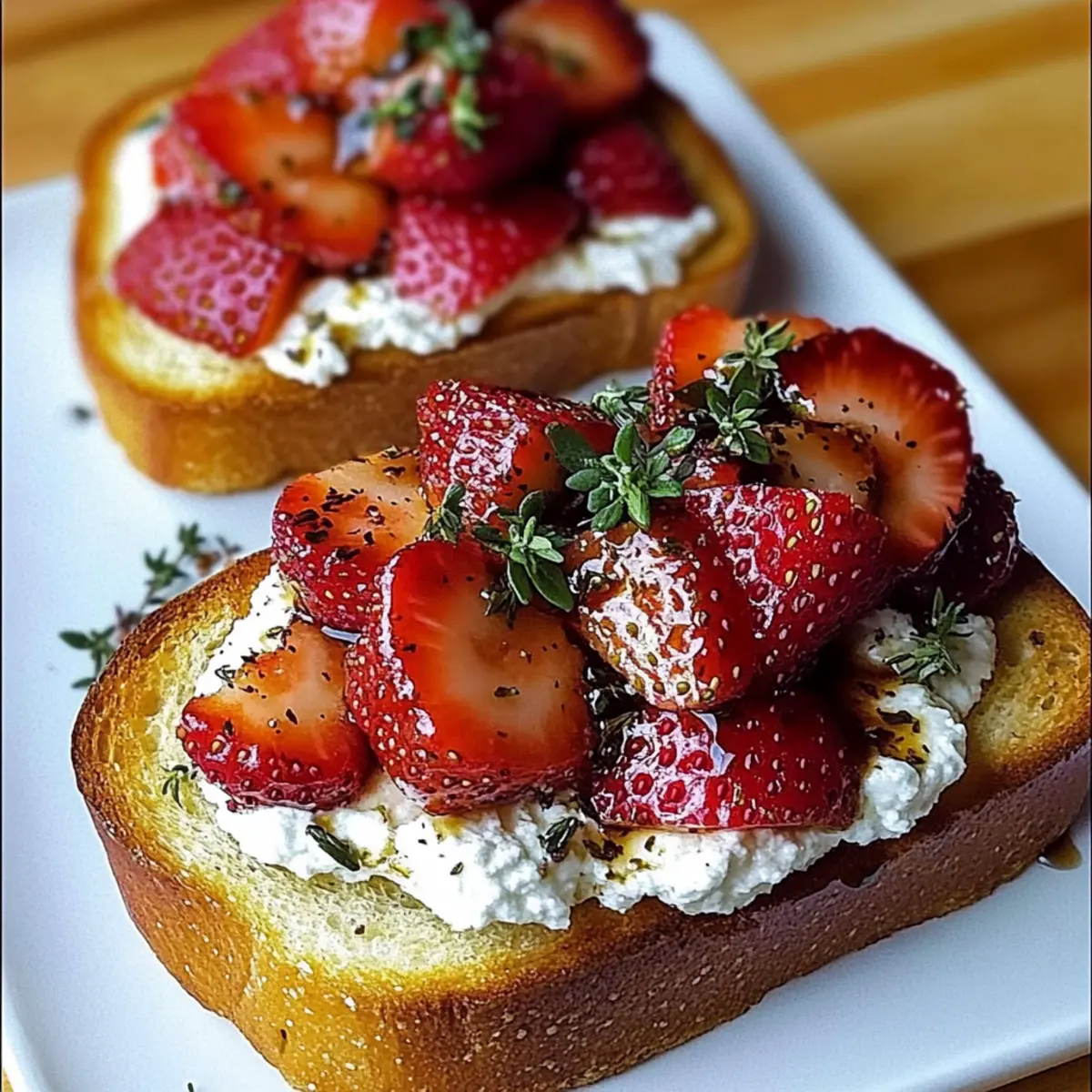 Roasted Strawberry Whipped Ricotta Toast