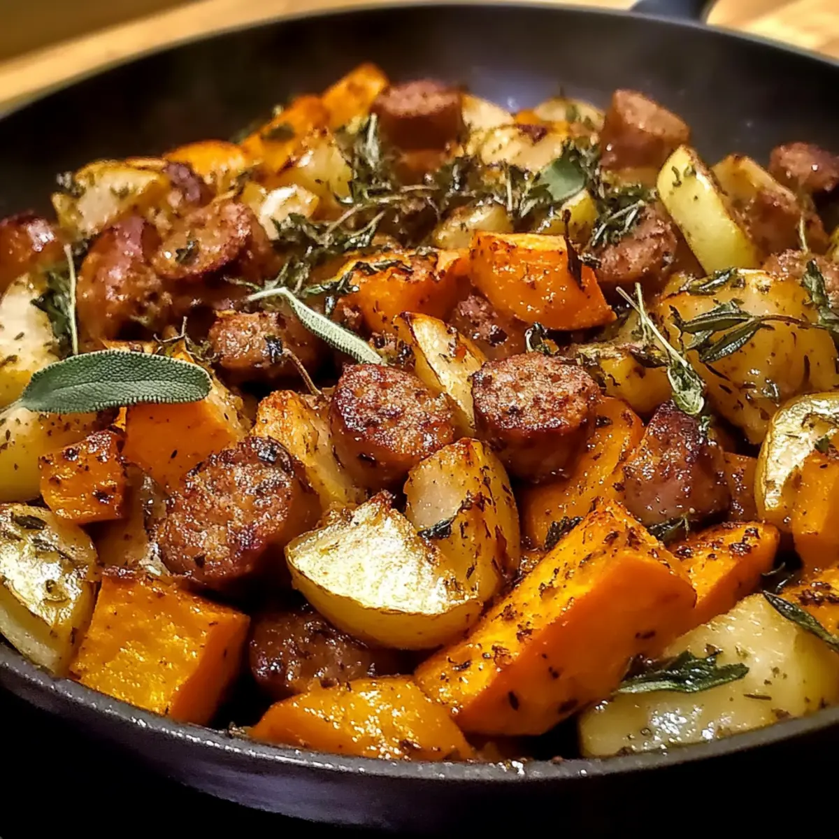 Sweet Potato Apple Sausage Skillet