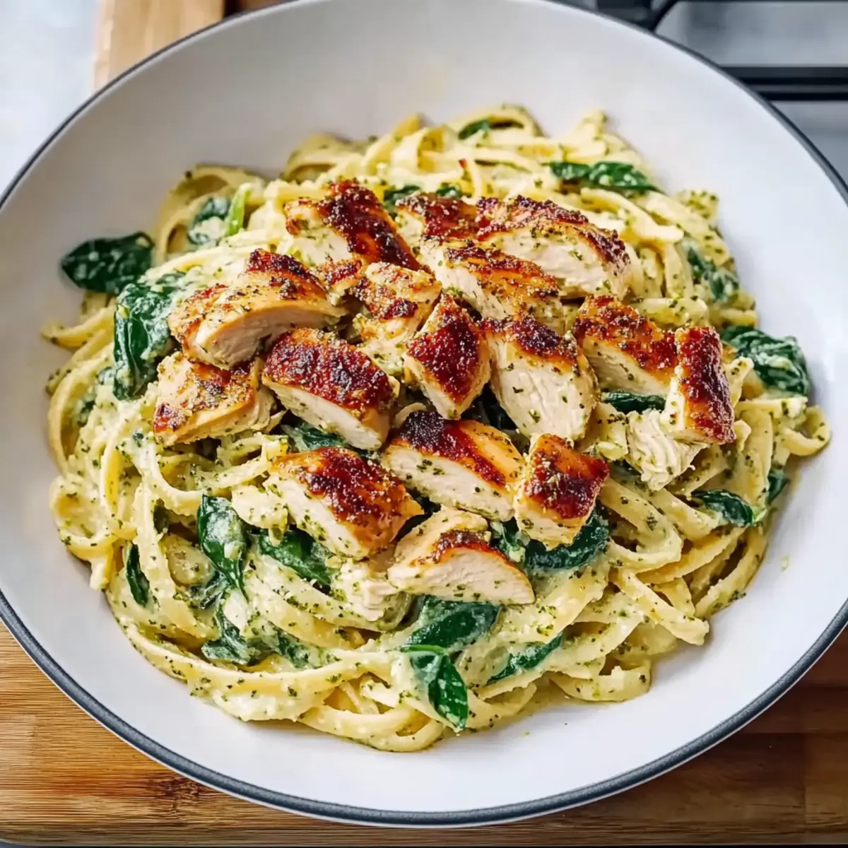 Chicken Pesto Pasta with Spinach