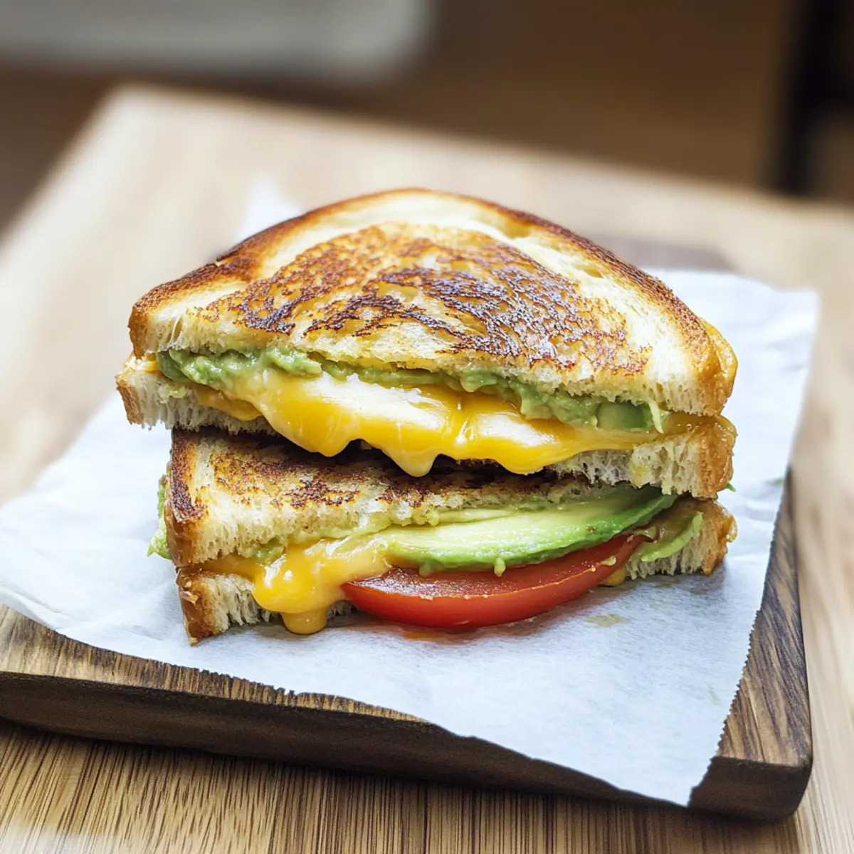 Tomato and Avocado Grilled Cheese Sandwich