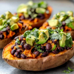 Black Bean and Avocado Stuffed Sweet Potatoes