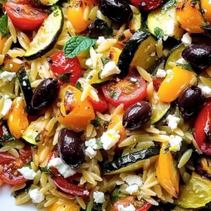 Mediterranean Lemon Orzo Salad with Roasted Vegetables