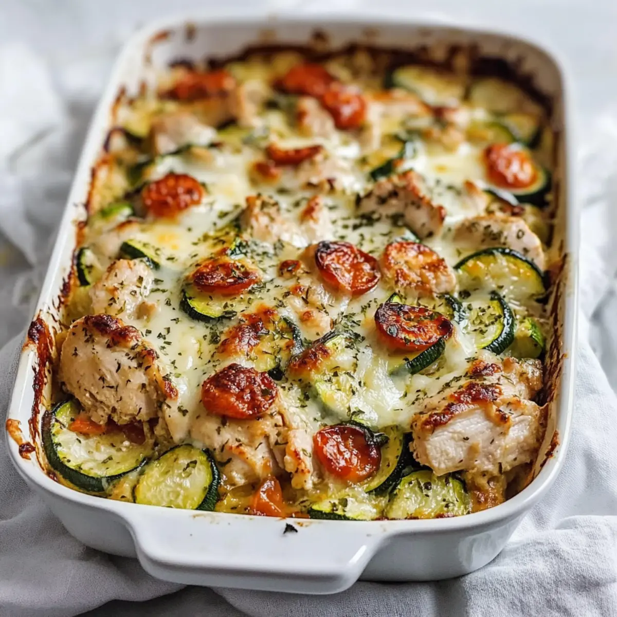 Mediterranean Chicken Zucchini Bake