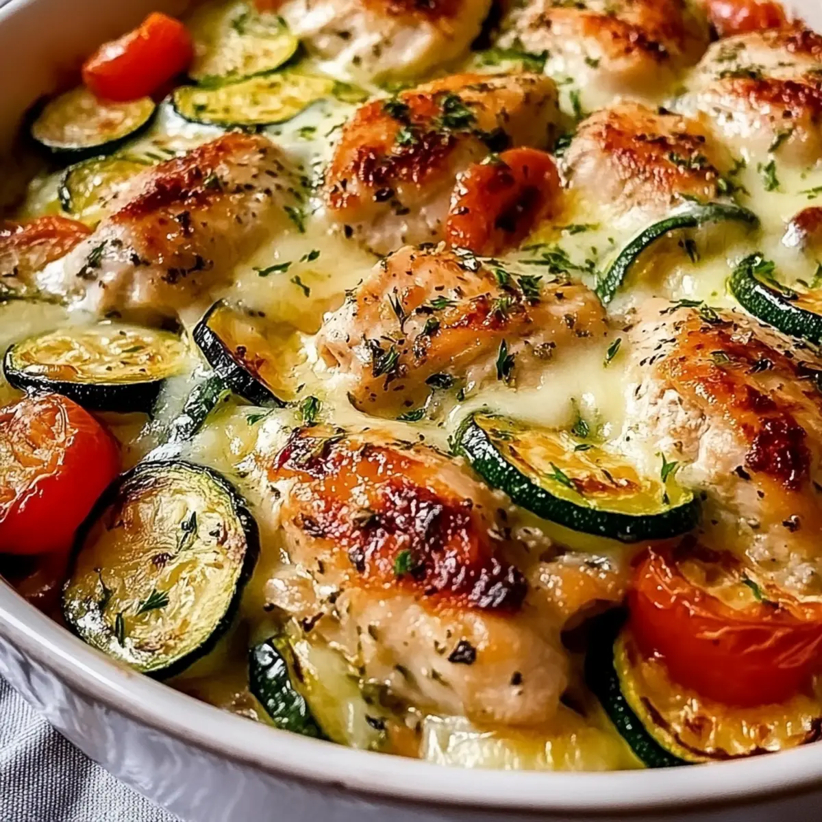 Mediterranean Chicken Zucchini Bake