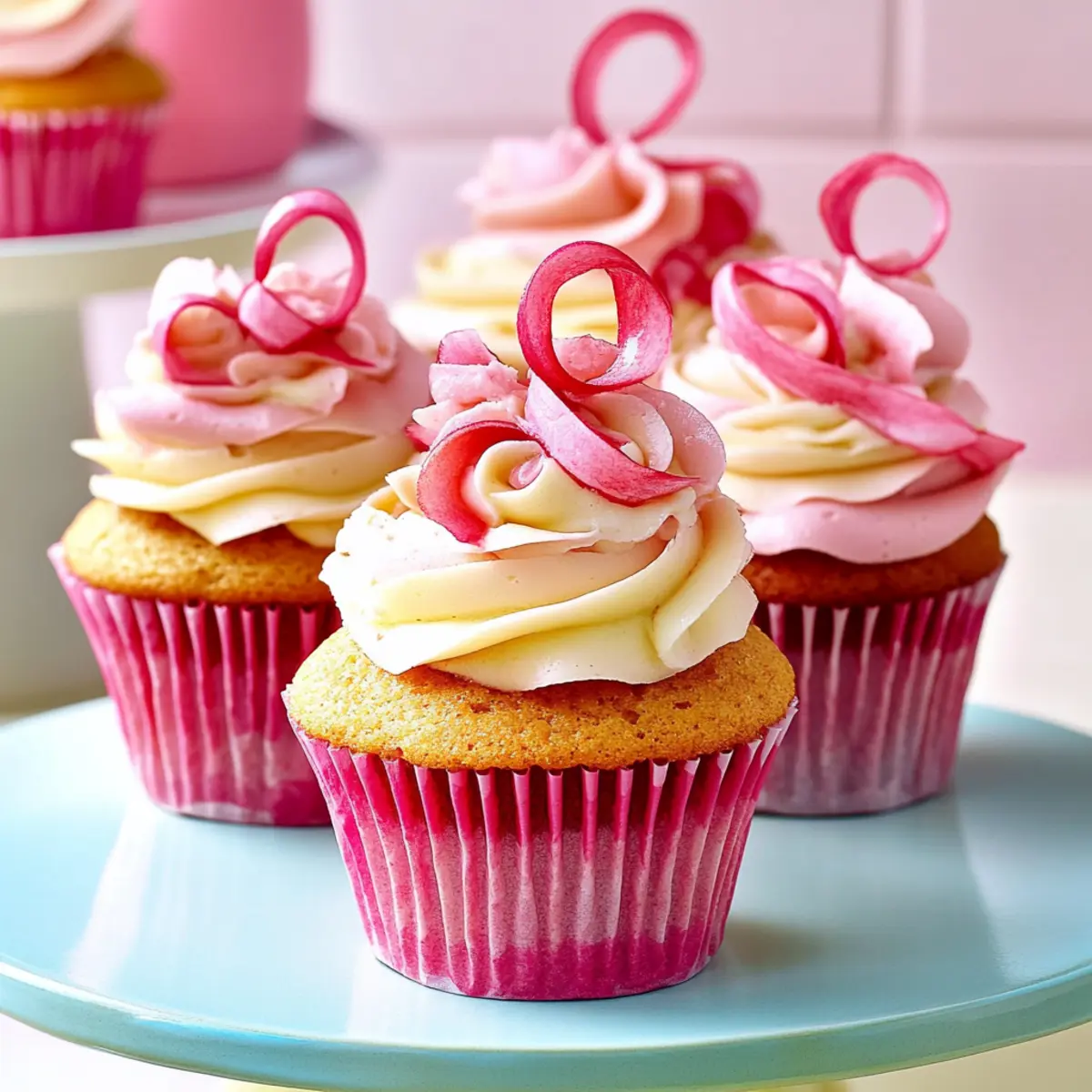 Rhubarb and Rose Cupcakes