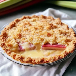 Rhubarb Crumble Custard Pie