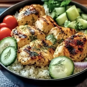 Mediterranean Lemon Dill Chicken Bowls