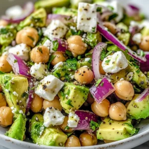 Chickpea Feta Avocado Salad