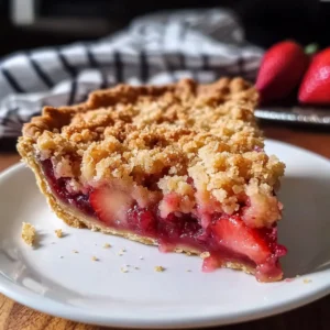 Strawberry Rhubarb Crumble Pie With Buttery Topping