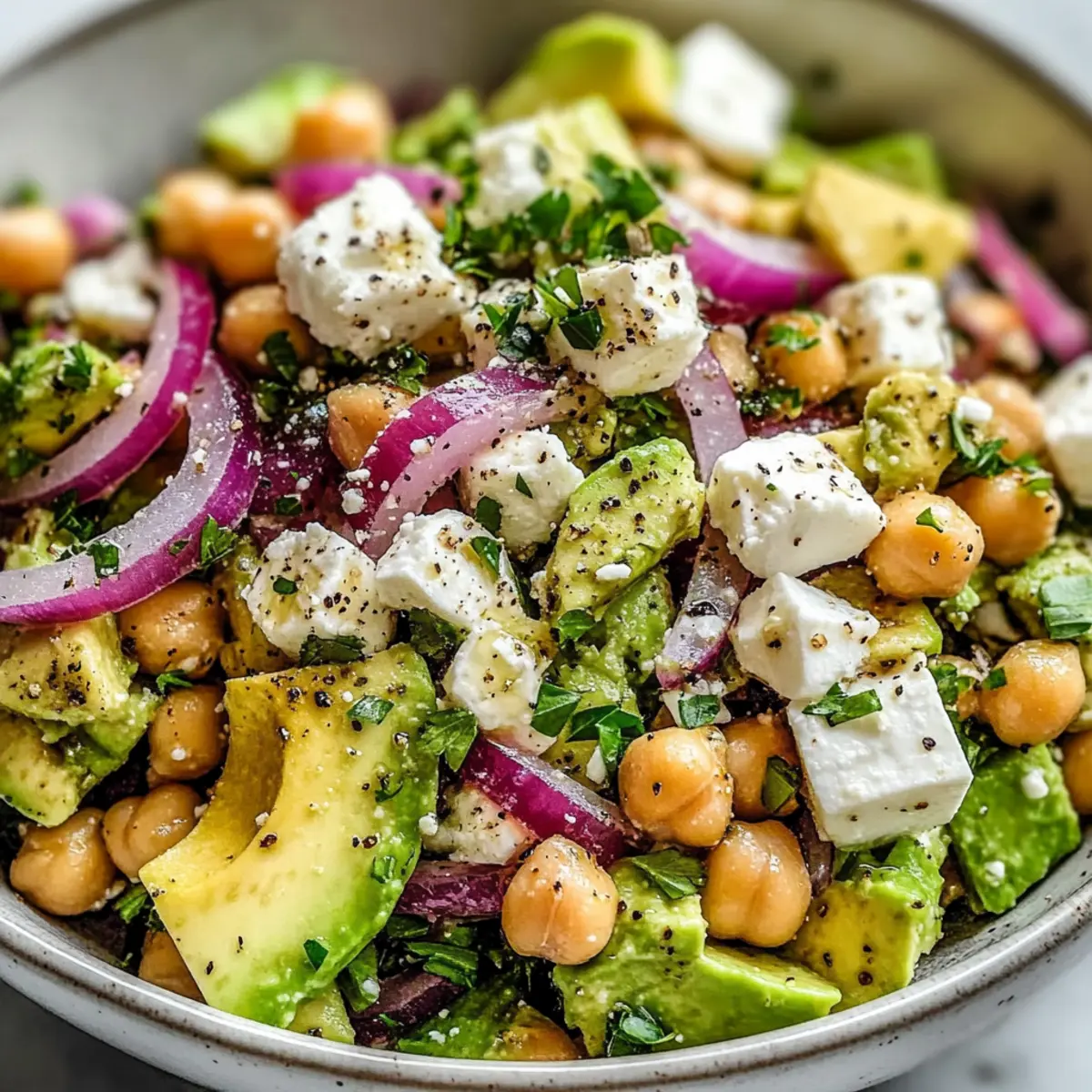 Chickpea Feta Avocado Salad