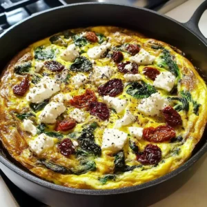 Mediterranean Frittata (Easy Oven-Baked Recipe with Feta & Spinach)