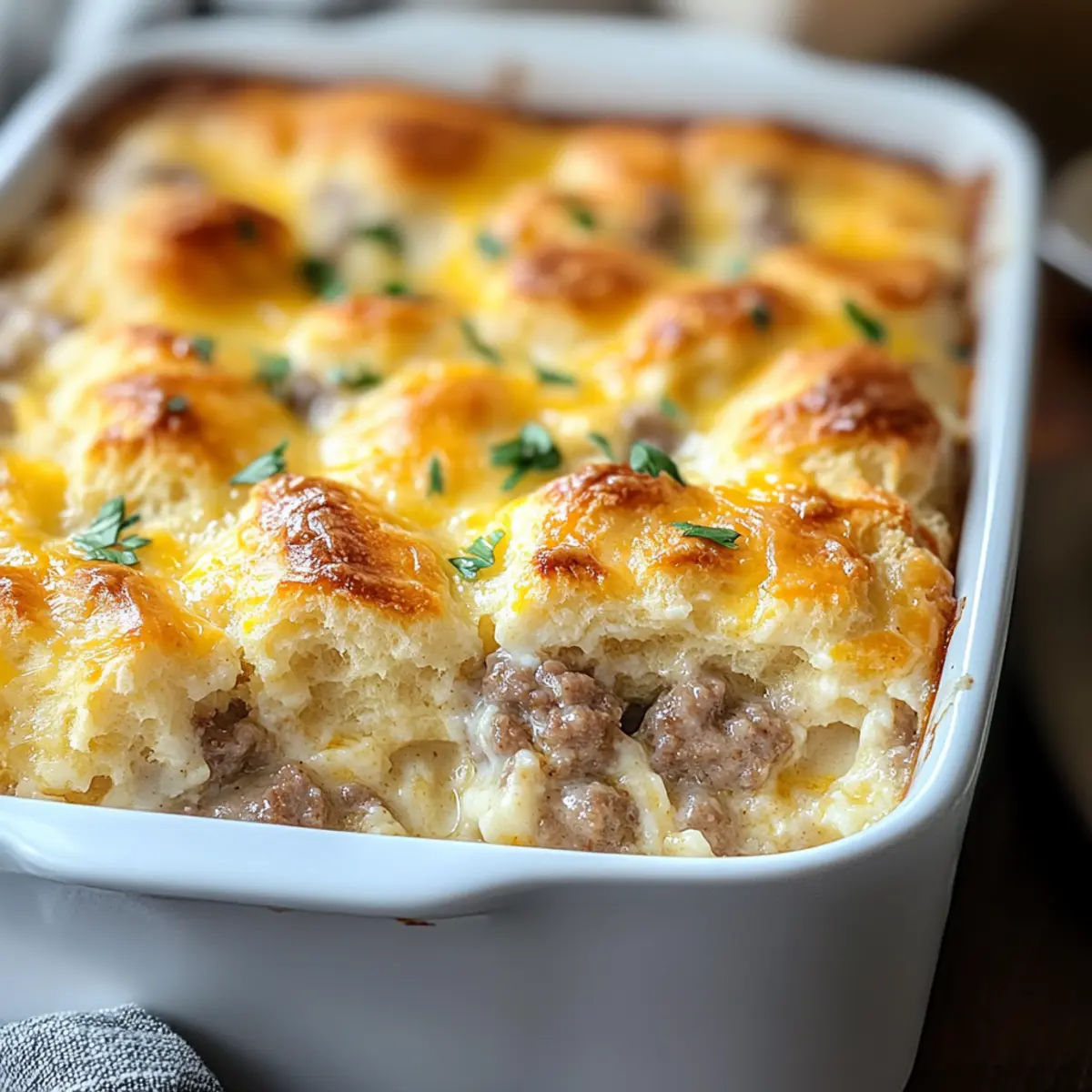 Biscuits and Gravy Breakfast Casserole