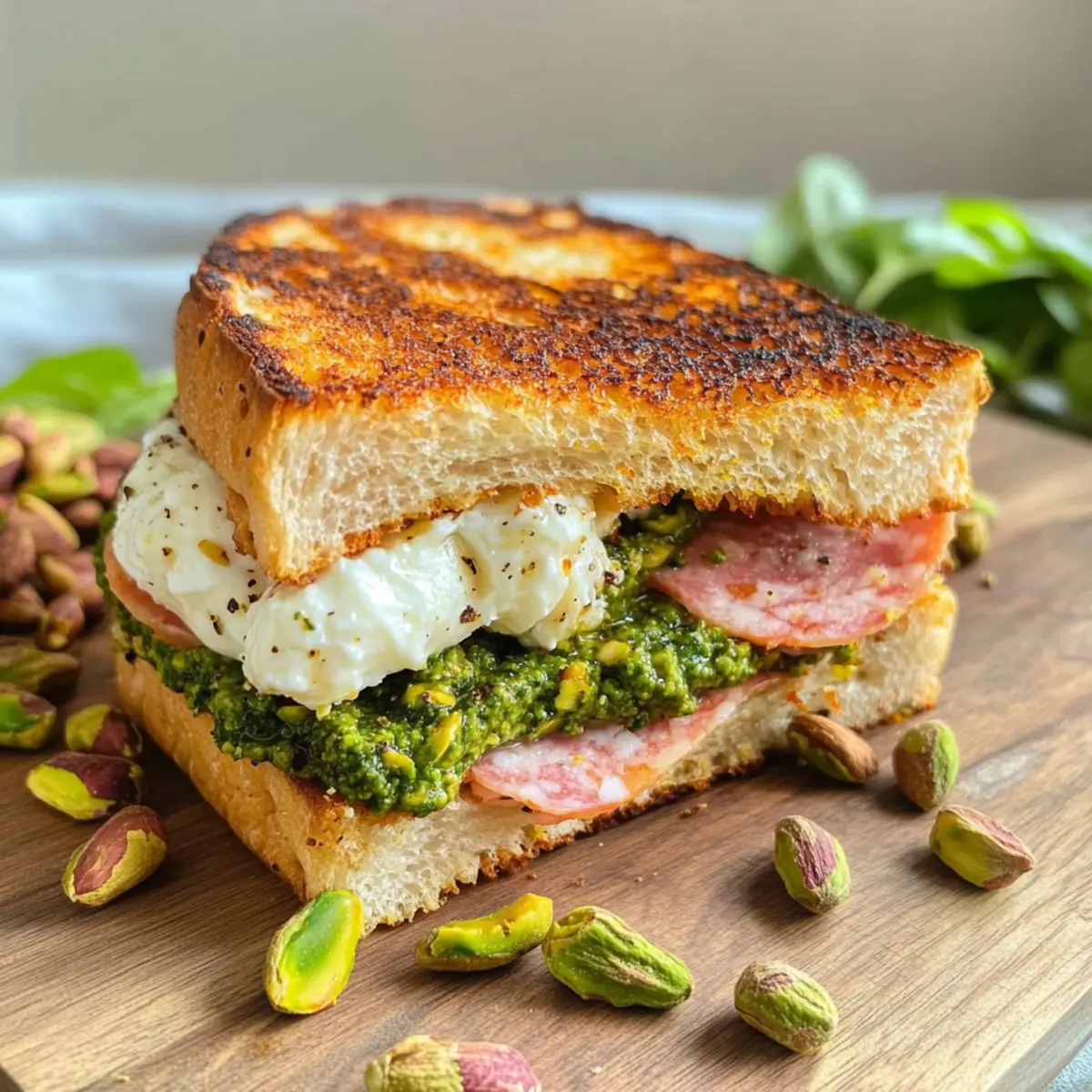 Mortadella Sandwich with Pistachio Pesto