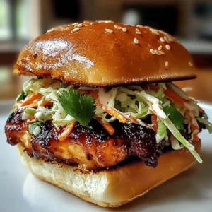Spicy Korean BBQ Chicken Sandwich with Crispy Slaw