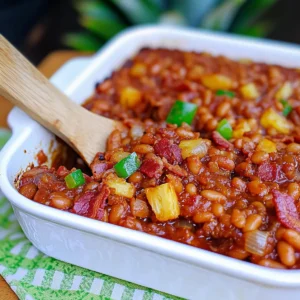Hawaiian Baked Beans with Pineapple & Bellpepper