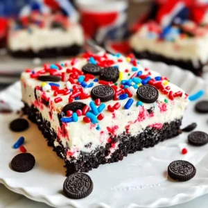 No-Bake Fireworks Oreo Cheesecake Bars