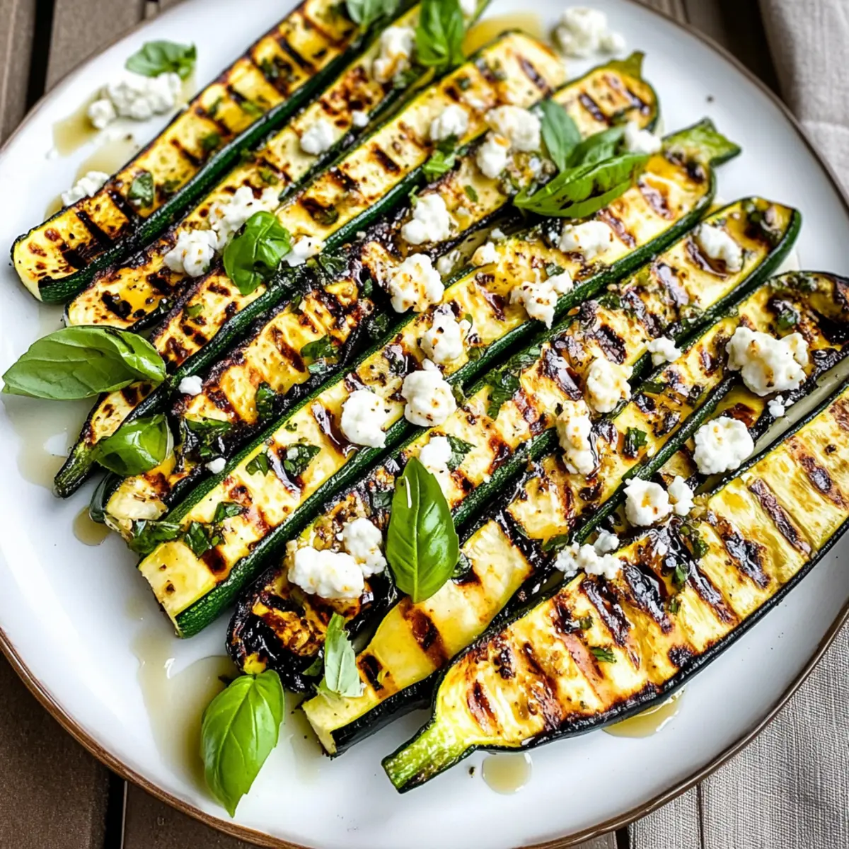 Grilled Zucchini With Goat Cheese, Basil & Honey
