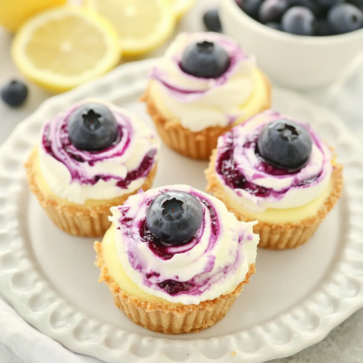 Mini Lemon Blueberry Cheesecakes