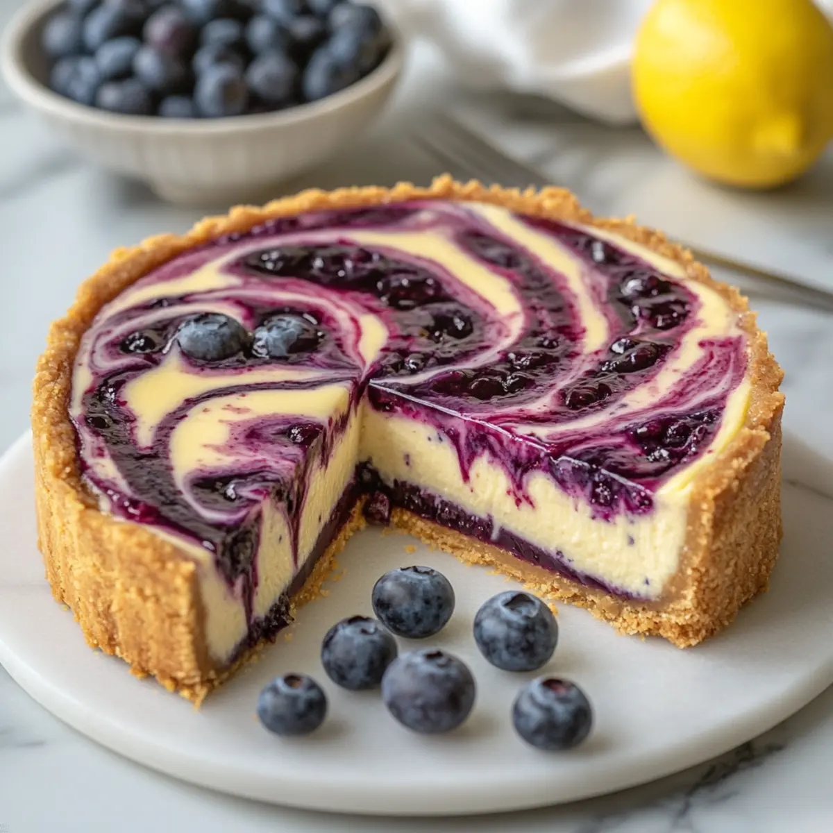 Lemon Blueberry Swirl Cheesecake