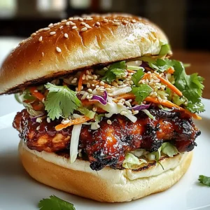 Spicy Korean BBQ Chicken Sandwich with Crispy Slaw