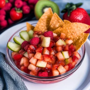 Fruit Salsa with Cinnamon Sugar Tortilla Chips