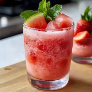 Strawberry Mocktail with Watermelon Ice