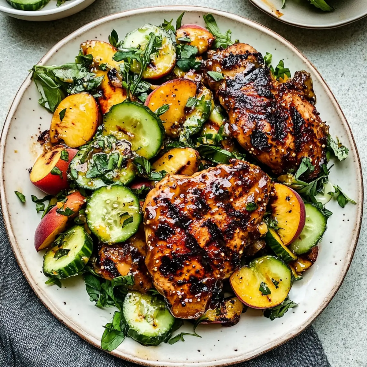 Grilled Honey Mustard Chicken with Peach Salad