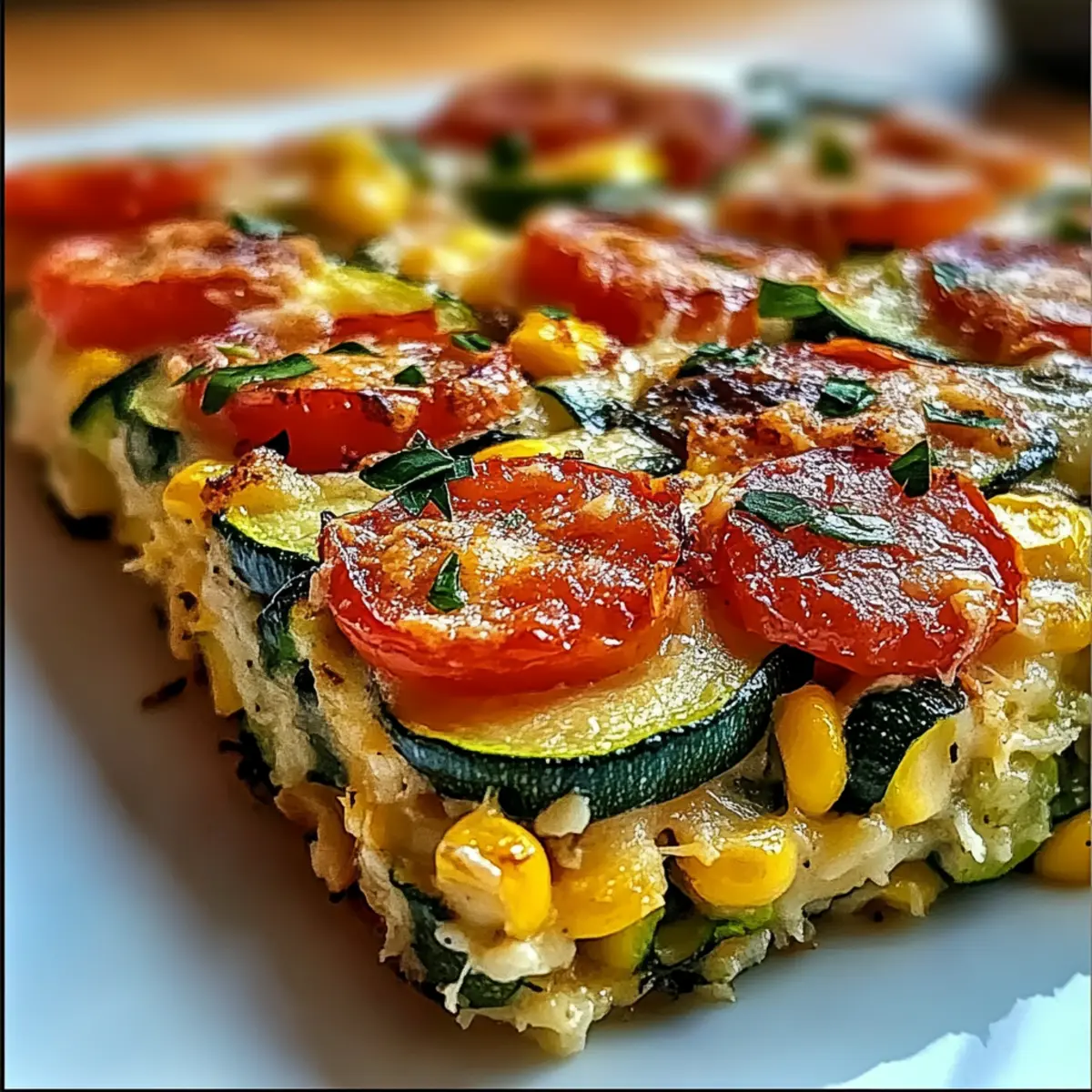 Cheesy Zucchini Corn Tomato Bake