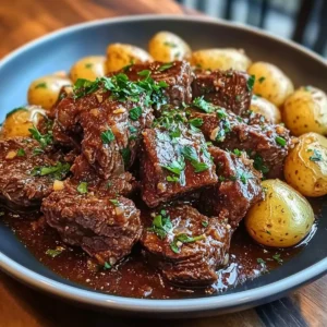 Slow Cooker Garlic Butter Beef with Potatoes