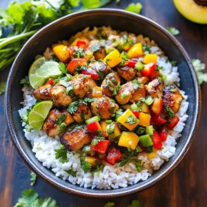 Cilantro-Lime Chicken Bowls with Peach Salsa