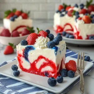 Easy Red White and Blue Poke Cake
