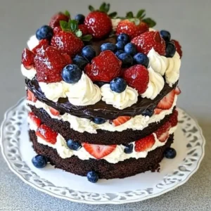 Three Tier Gluten-Free Fourth of July Chocolate Cake