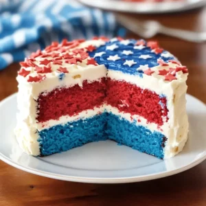 Red, White and Blue Layered Flag Cake