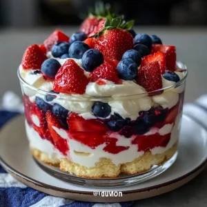Red, White, and Blue Berry Trifle
